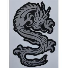 Аплікація для одягу байкерська. Срібний дракон.