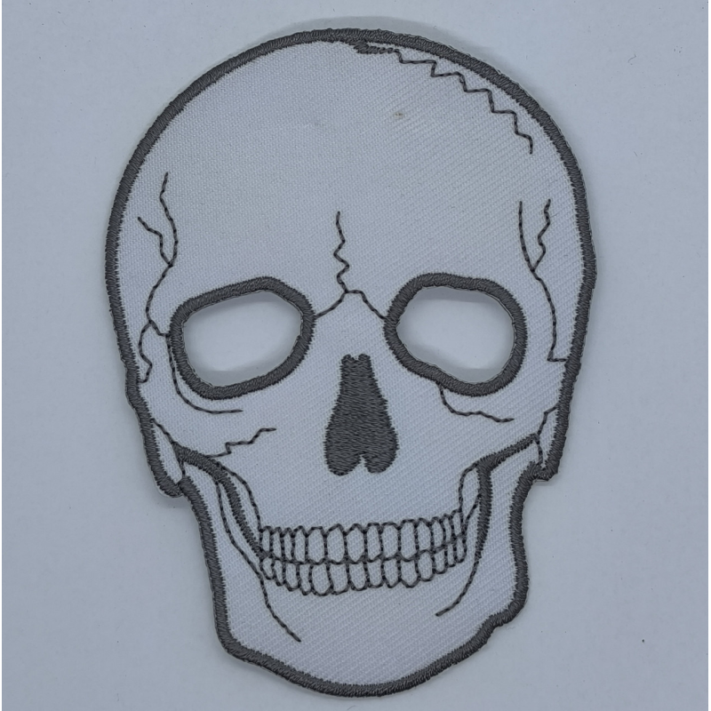Аплікація для одягу байкерська. Череп білий.