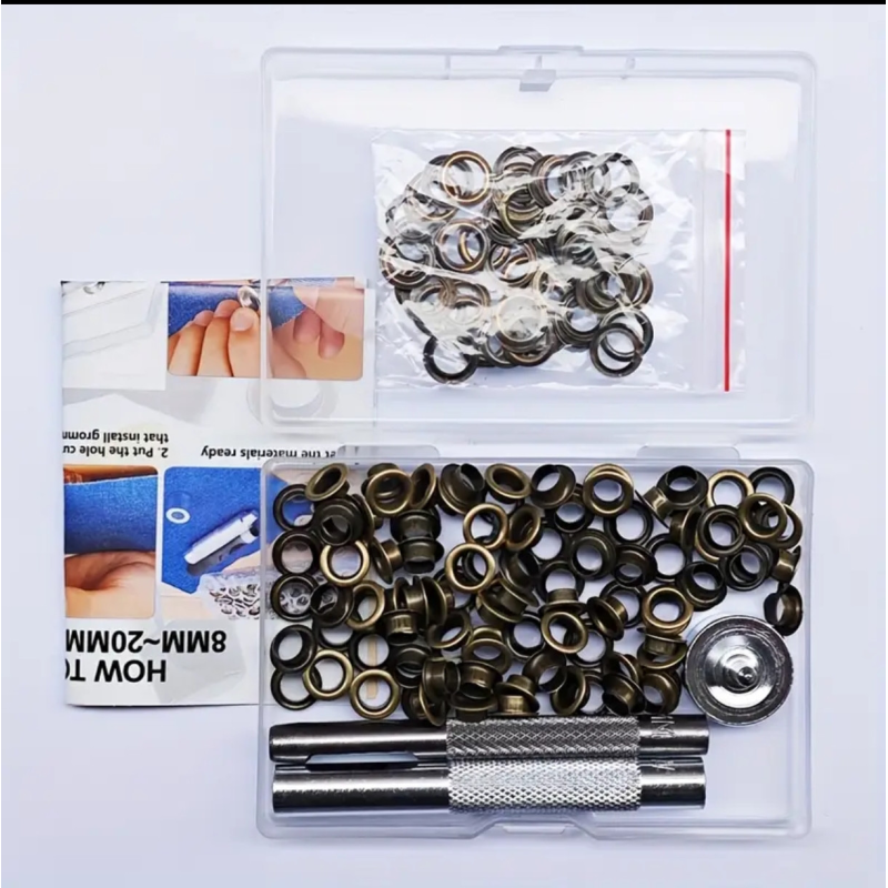 Набір для встановлення люверсів 6-10 мм із люверсами Набір для встановлення люверсів 6-10 мм із люверсами