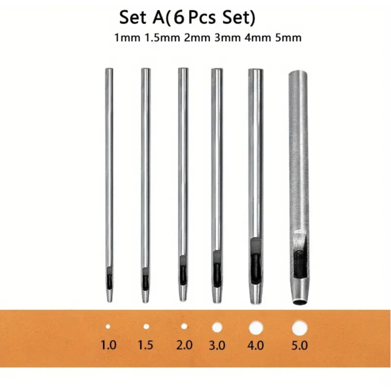 Набір дірків, пробійників для шкіри 6 шт. Набір дірків, пробійників для шкіри 6 шт.