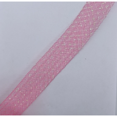 Сітка гофрована з люрексом для бантів 4 см. Рожева