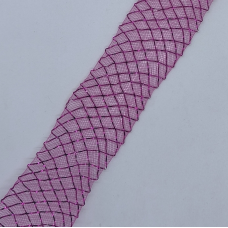 Сітка гофрована з люрексом для бантів 4 см. Малинова