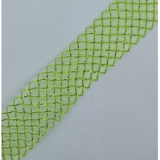 Сітка гофрована з люрексом для бантів 4 см. Салатова