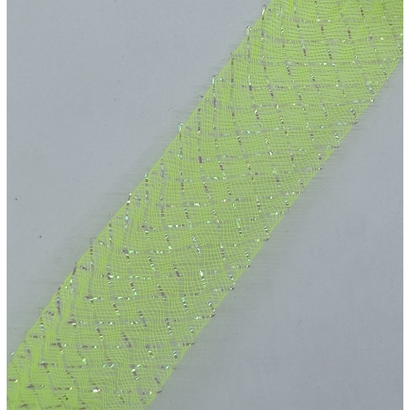 Сітка гофрована з люрексом для бантів 4 см. Неонова