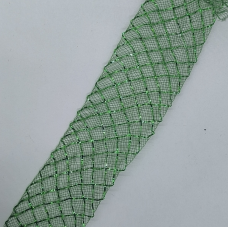 Сітка гофрована з люрексом для бантів 4 см Зелена