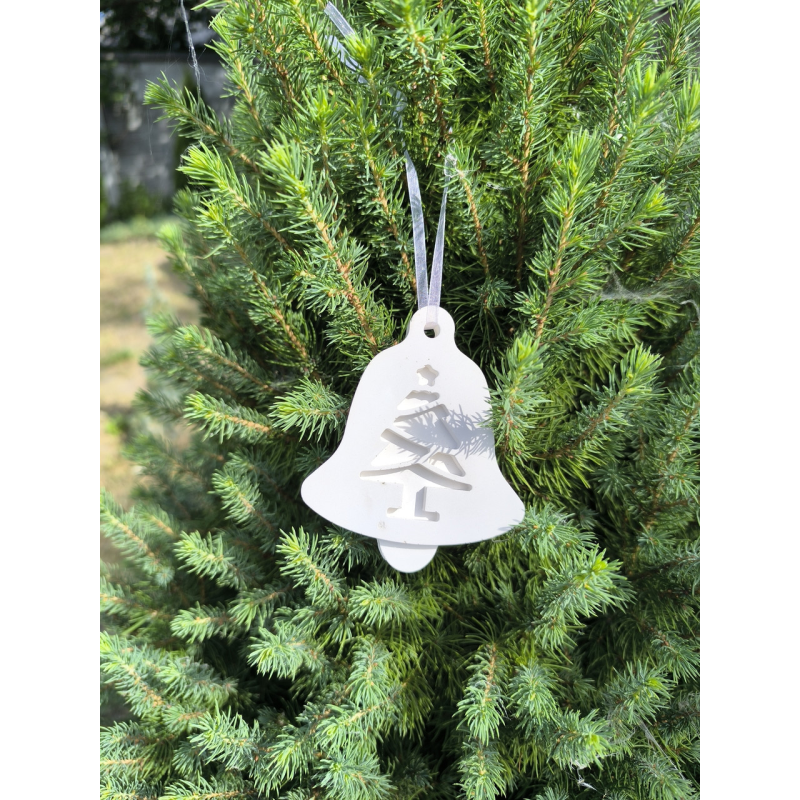 Гіпсова заготівка для новорічної іграшки, Дзвіночок із ялинкою.