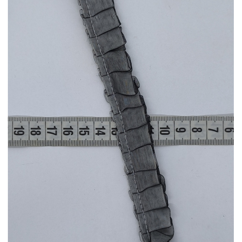 Мереживо рюшами, капронове 2 см сіре