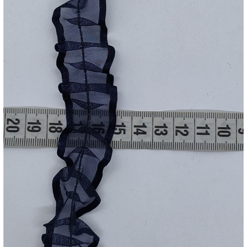 Мереживо рюшами, капронове 2,5 см синє