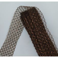 Сітка гофрована з люрексом для бантів 4 см. Коричнева