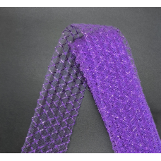 Сітка гофрована з люрексом для бантів 4 см. Бузкова