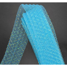Сітка гофрована з люрексом для бантів 4 см. бірюзова
