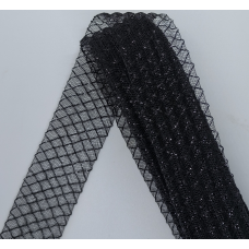 Сітка гофрована з люрексом для бантів 4 см. чорна