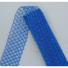 Сітка гофрована з люрексом для бантів 4 см. синя