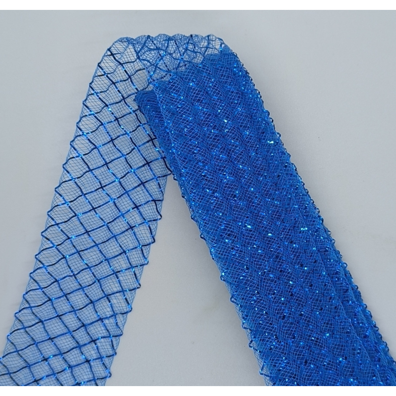 Сітка гофрована з люрексом для бантів 4 см. синя
