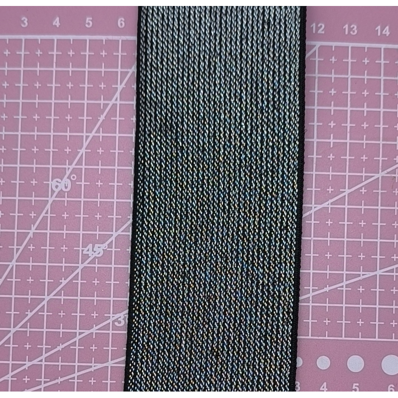 Гумка поясна щільна 50 мм чорно-сібриста Гумка поясна щільна 50 мм чорно-сібриста