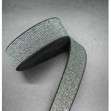 Гумка поясна щільна 25 мм чорно-сібриста