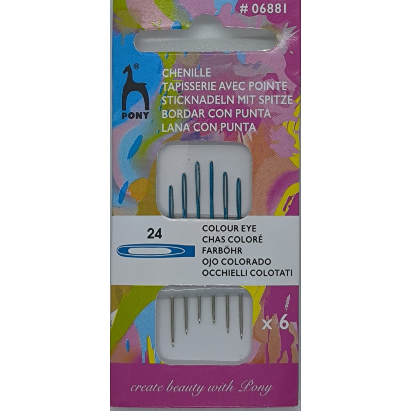 Голки для вишивання No24 Pony (Індія) з кольоровим вушком
