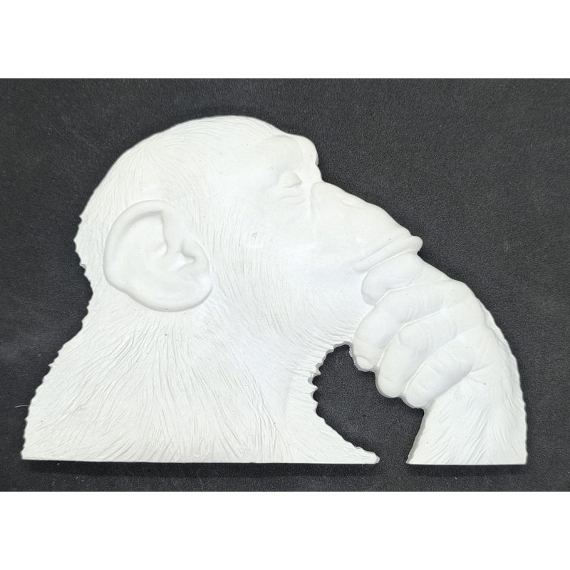 Гіпсовий барильєф. Декор для стіни. Горила в роздумі.