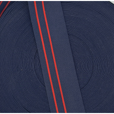 Гумка плоска 45 мм темно-синя з червоною смужкою