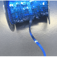 Паєтки на нитці круглі 6 мм, сині, електрик