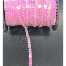 Паєтки на нитці круглі 6 мм, рожеві