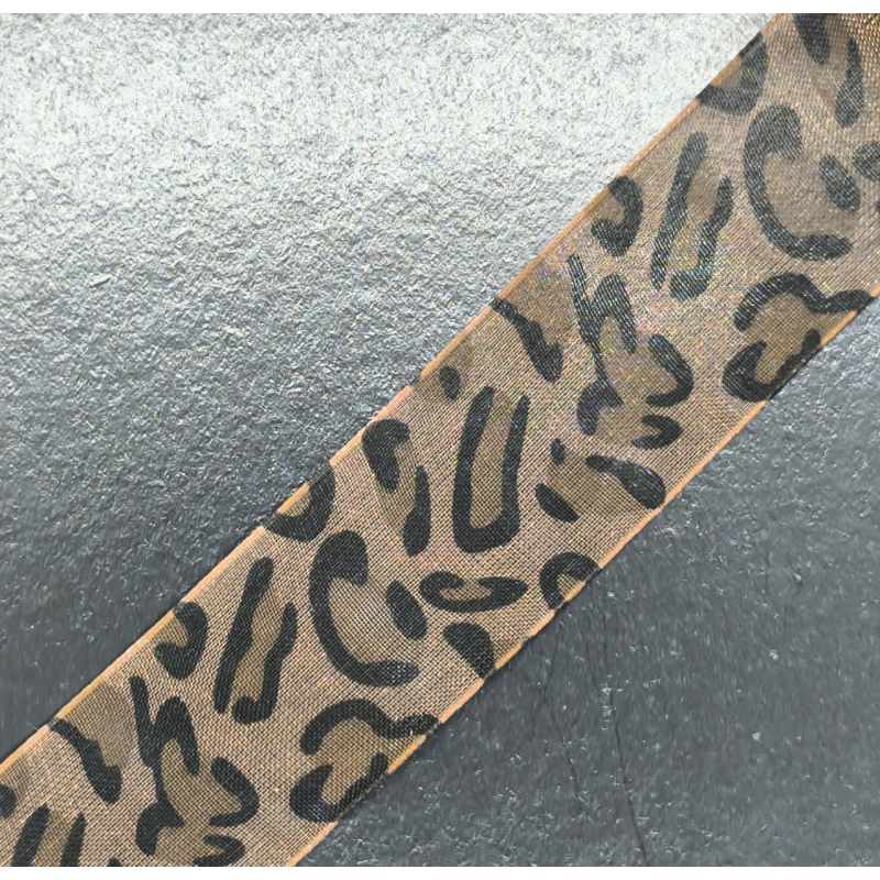 Стрічка органза 25 мм, Колір: леопардова