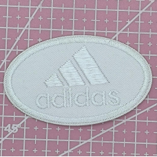 Аплікація для одягу спортивна. Овальна біла. Adidas.