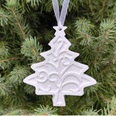 Гіпсова фігурка (барильєф) для розмальовування. Новорічна іграшка, Ялинка.