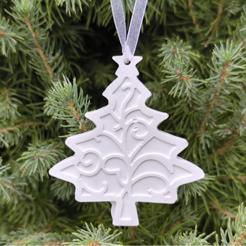 Гіпсова фігурка (барильєф) для розмальовування. Новорічна іграшка, Ялинка.