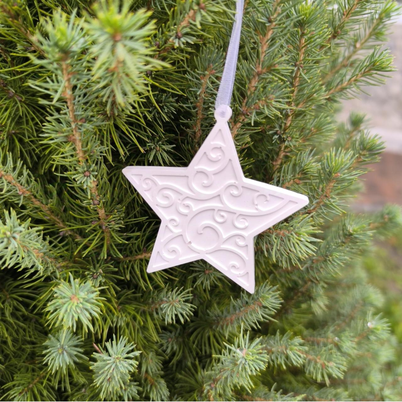Гіпсова фігурка (барильєф) для розмальовування. Новорічна іграшка, Зірочка.