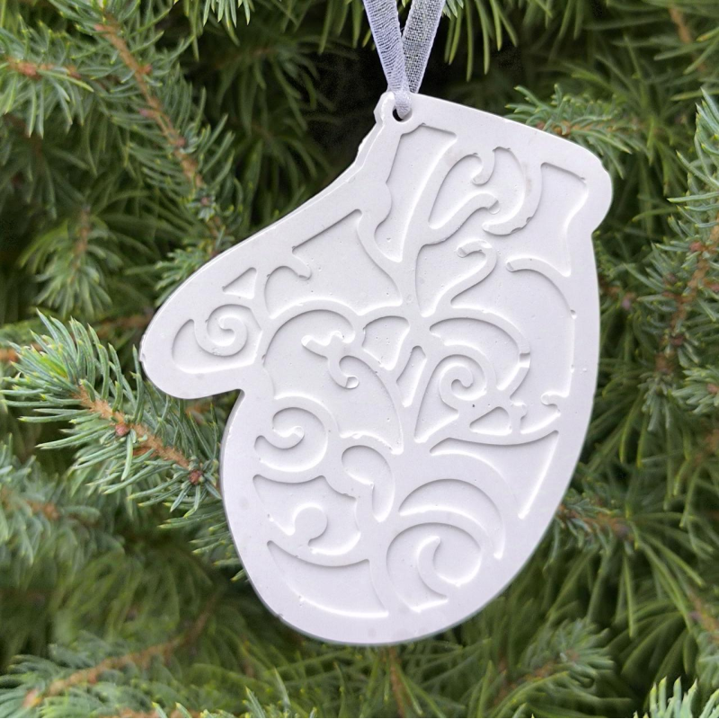 Гіпсова фігурка (барильєф) для розмальовування. Новорічна іграшка, рукавиця.