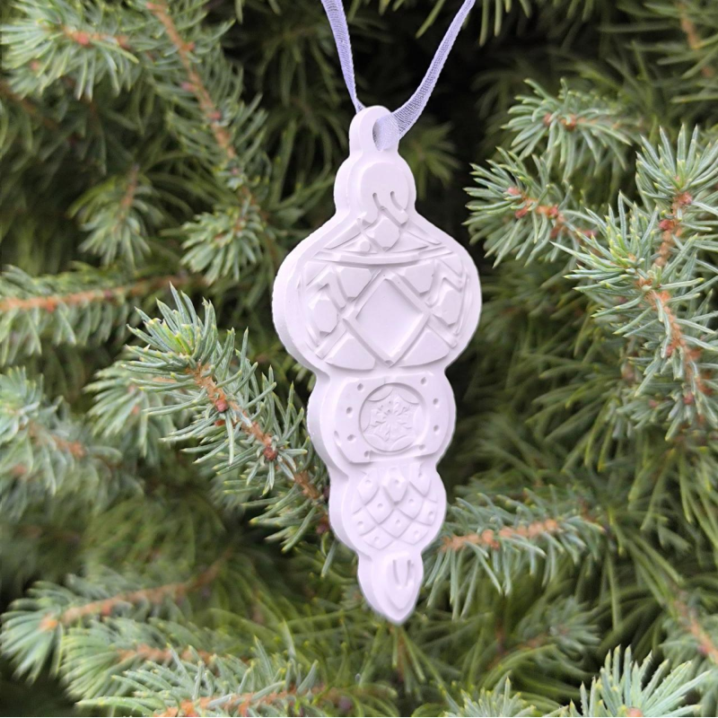 Гіпсова фігурка (барильєф) для розмальовування. Новорічна іграшка, мініСосулька.