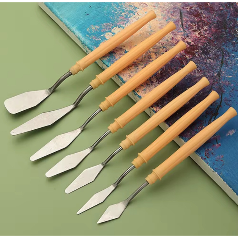 Набір художніх мастихін 7 шт (шпателей) із пластиковою ручкою