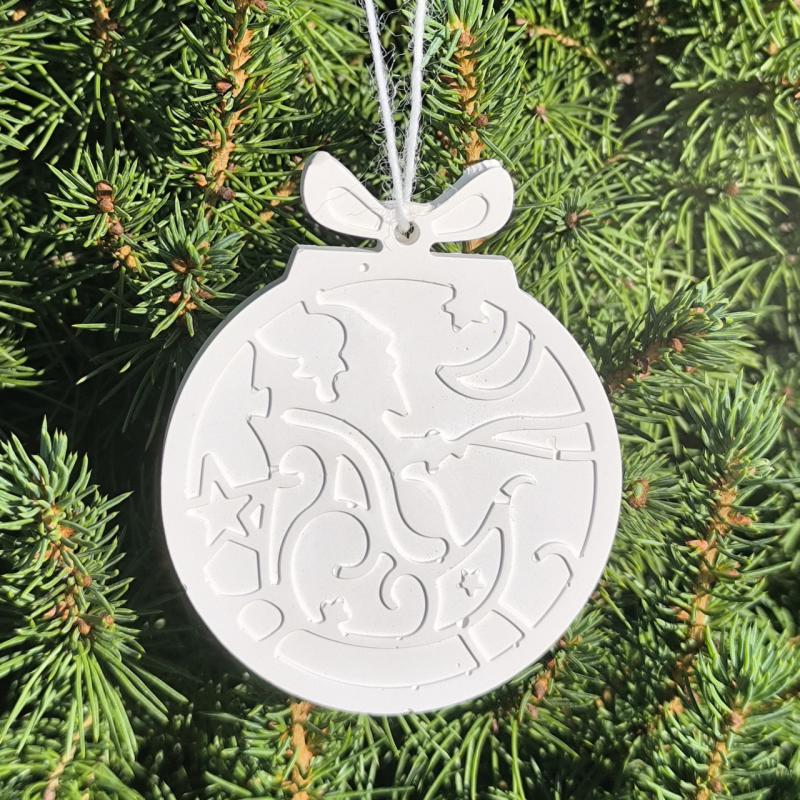 Гіпсова фігурка (барильєф) для розмальовування. Новорічна іграшка, Кулька.