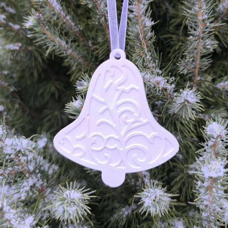 Гіпсова фігурка (барильєф) для розмальовування. Новорічна іграшка, Дзвіночок.