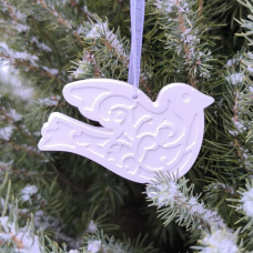 Гіпсова фігурка (барильєф) для розмальовування. Новорічна іграшка, Птах