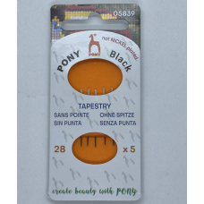 Голка Pony гобеленова No28 чорна з білим вічком 5 шт.