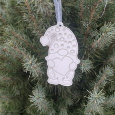 Гіпсова фігурка (барильєф) для розмальовування. Новорічна іграшка. Гномік із сідчком