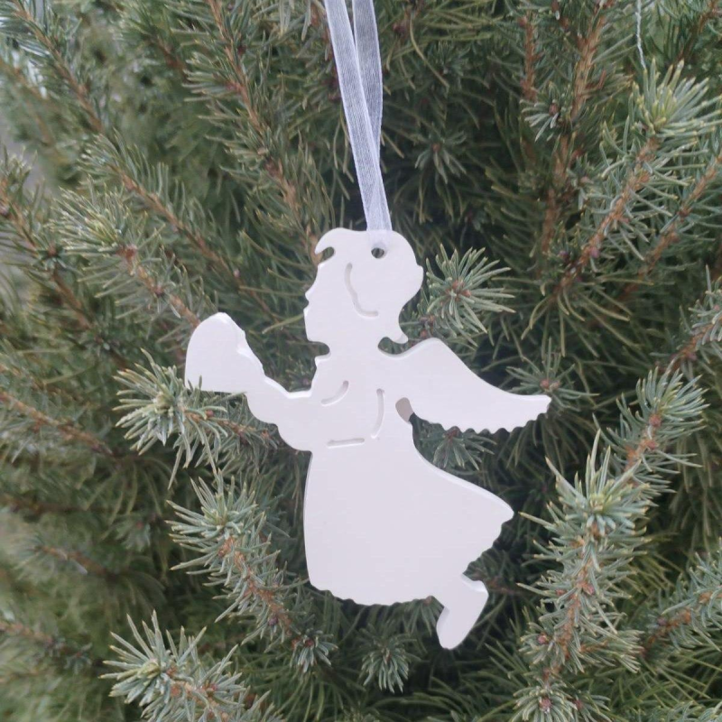 Гіпсова фігурка (барильєф) для розмальовування. Новорічна іграшка. Ангелочок із серцем