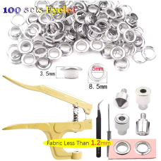 Пристрій для встановлення люверсів 5-8,5 мм із люверсами срібного кольору