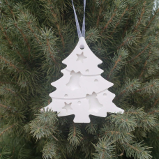 Гіпсова фігурка (барильєф) для розмальовування. Новорічна іграшка, Ялинка 2.