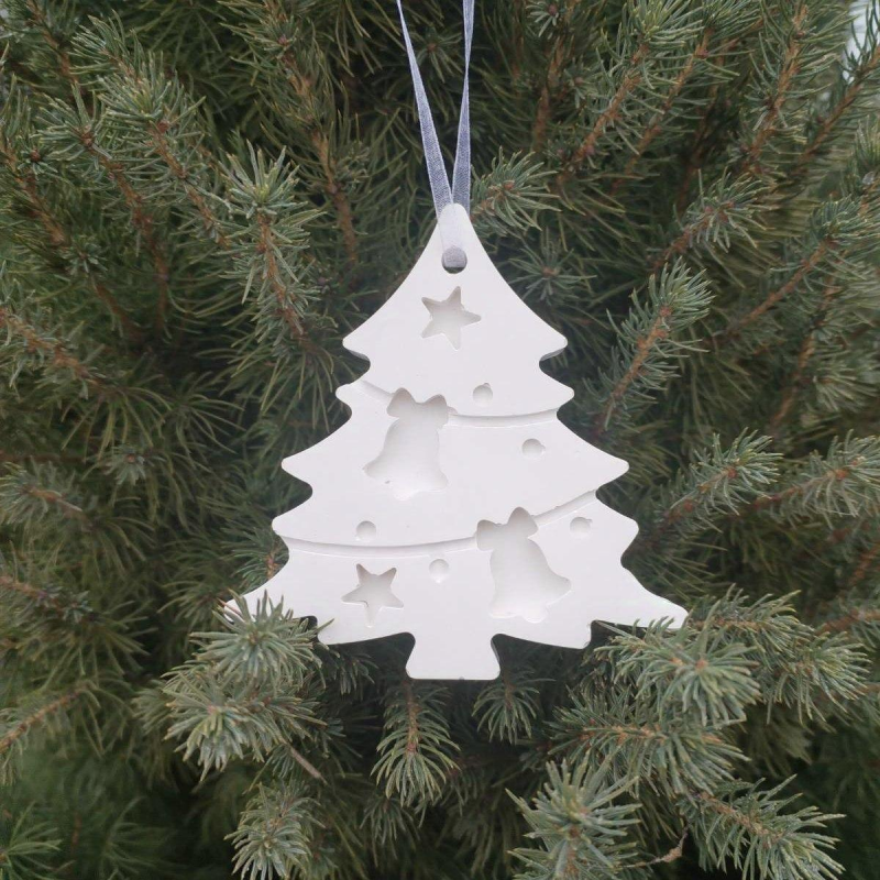 Гіпсова фігурка (барильєф) для розмальовування. Новорічна іграшка, Ялинка 2.