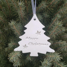 Гіпсова фігурка (барильєф) для розмальовування. Новорічна іграшка, Ялинка 3.