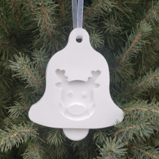 Гіпсова заготівка для новорічної іграшки, Дзвіночок з оленям 2.