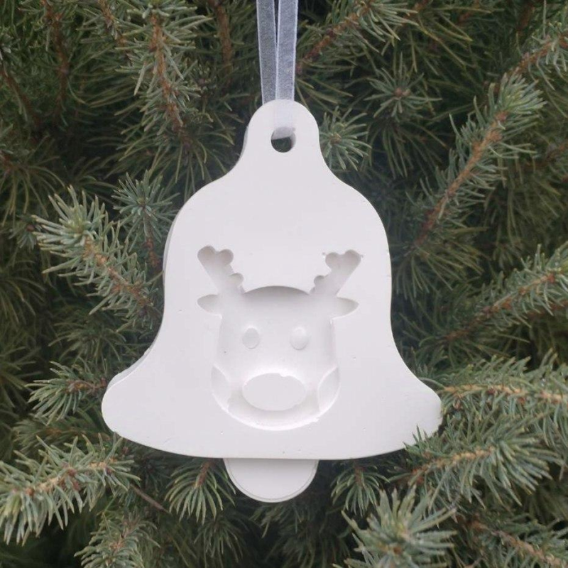 Гіпсова заготівка для новорічної іграшки, Дзвіночок з оленям 2.