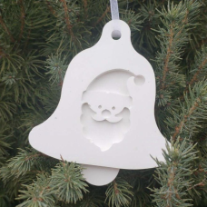 Гіпсова заготівка для новорічної іграшки, Дзвіночок із Сантою.