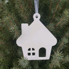 Гіпсова фігурка для розмальовування. Новорічна іграшка, Будиночок.