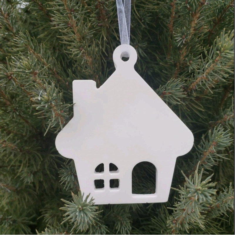 Гіпсова фігурка для розмальовування. Новорічна іграшка, Будиночок.