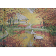 Схема для вишивання бісером. Українська хата. Лебеди.