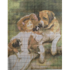Схема для вишивання бісером і хрестиком. Дівчинка із собакою.